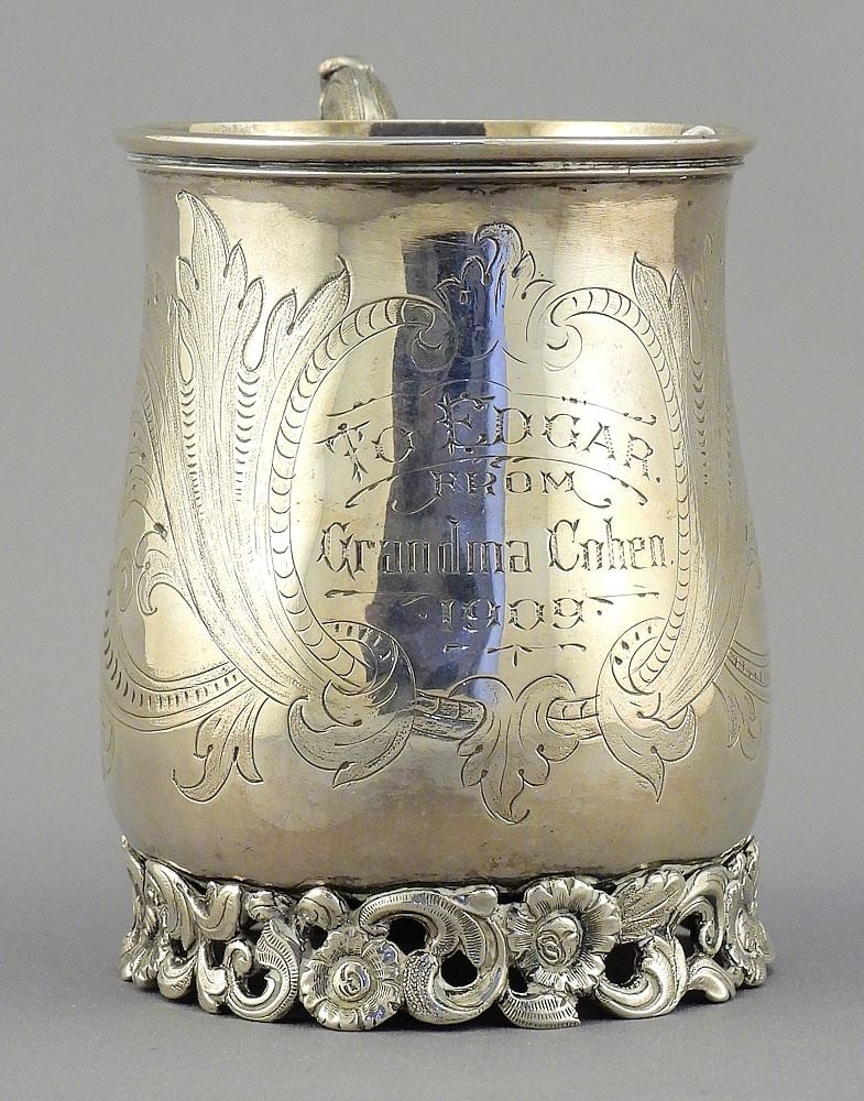 Sterling Silver Christening Mug, 3 1/2"h, 172g.: Sterling Silver Christening Mug, 3 1/2"h, 172g.