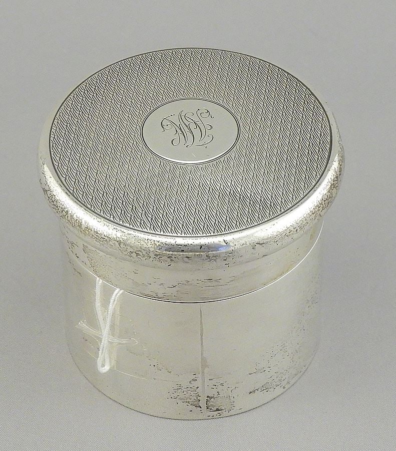 Hallmarked Sterling Capped Dresser Jar, 2 1/4"h, 140g. (1 of 7)