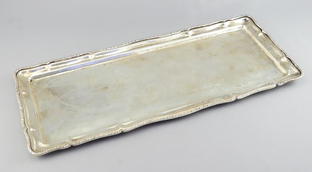 Egyptian Hallmarked .900 Silver Rectangular Dish, 12 7/8"L, 348g. (1 of 3)