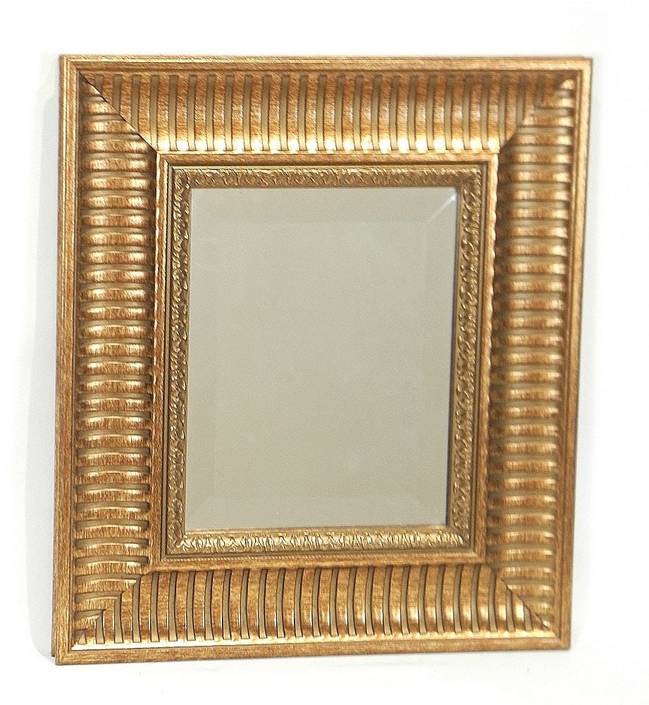 Gilt Framed Mirror (9 1/2 x 7 1/2"), Exterior 16 3/4 x 14 1/2".: Gilt Framed Mirror (9 1/2 x 7 1/2"), Exterior 16 3/4 x 14 1/2".