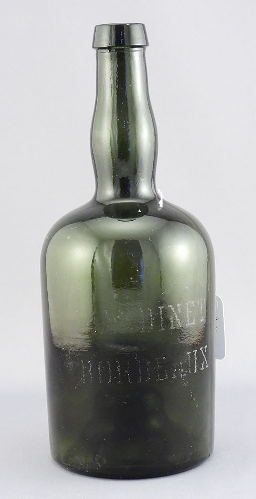 19th C. Bardinet Bordeaux Bottle, 9 1/2"h, 678g. (1 of 5)