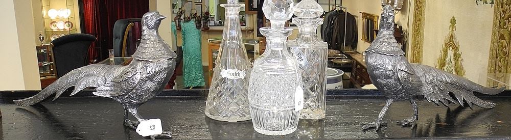 Pair of Silver Plated Table Pheasants, 19 1/2".: Pair of Silver Plated Table Pheasants, 19 1/2".