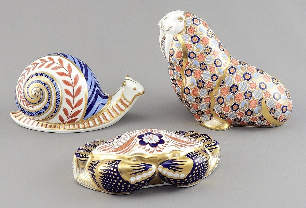 Three Royal Crown Derby Imari Paperweights, 1 3/8 - 4 1/8"h. (1 of 5)