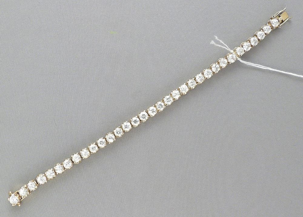 Gilt Silver (marked JL925) & CZ Tennis Bracelet, 6 1/4"L, 13.7g.: Gilt Silver (marked JL925) & CZ Tennis Bracelet, 6 1/4"L, 13.7g.