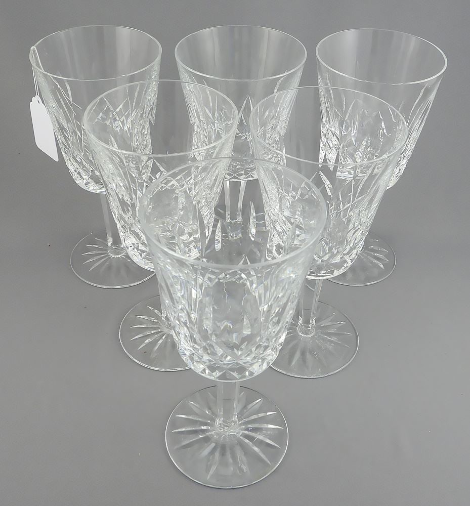 Six Waterford Crystal Lismore Stem Glasses, 6 7/8"h. (1 of 3)