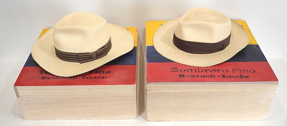 Two Ecuadorian Panama Hats w/ Original Boxes. (1 of 4)
