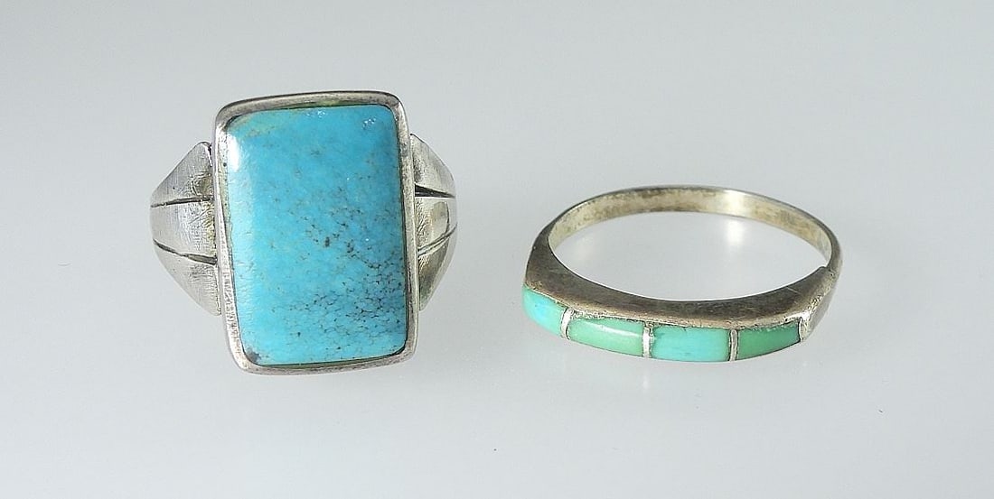 Mid-Western silver and Turquoise Ring, Size 6 1/2 and Another. (1 of 3)