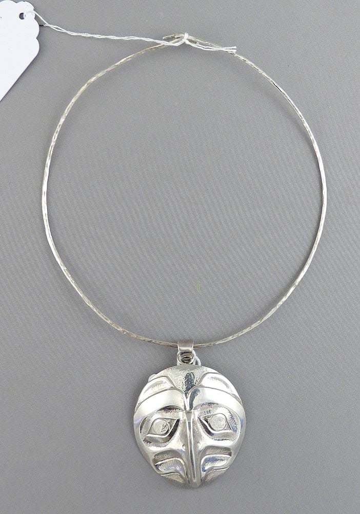 Northwest Coast Silver Bird Form Pendant on Neck Piece (possibly Keith Kerrigan). (1 of 2)