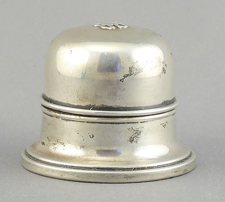 Birks Sterling (marked) Silver Domed Ring Box, 1 5/8"h, 63.5g.: Birks Sterling (marked) Silver Domed Ring Box, 1 5/8"h, 63.5g.
