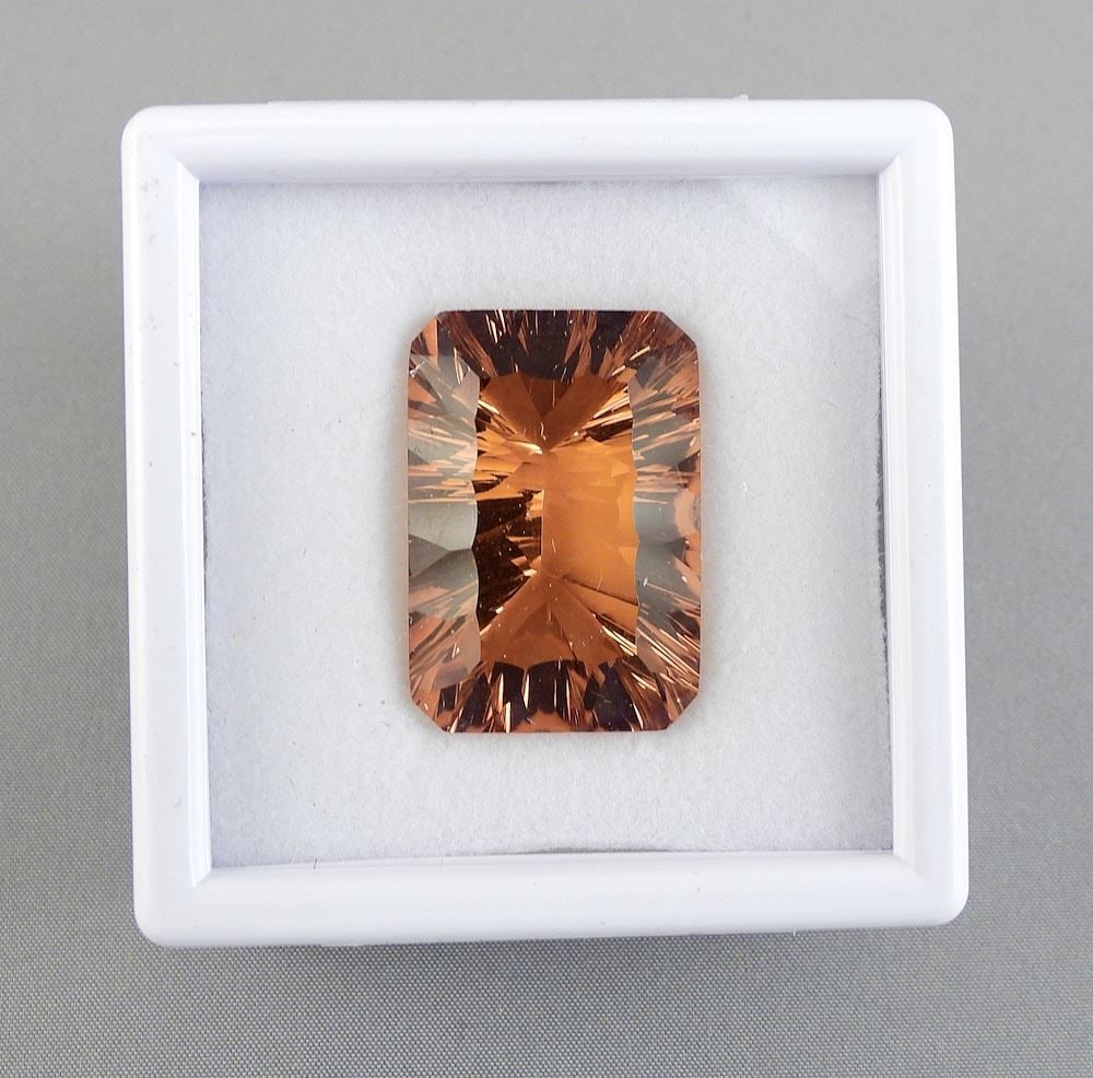 37.23ct Rectangular Modified Mixed Cut Citrine Quartz w/Appraisal 1023.: 37.23ct Rectangular Modified Mixed Cut Citrine Quartz w/Appraisal 1023.
