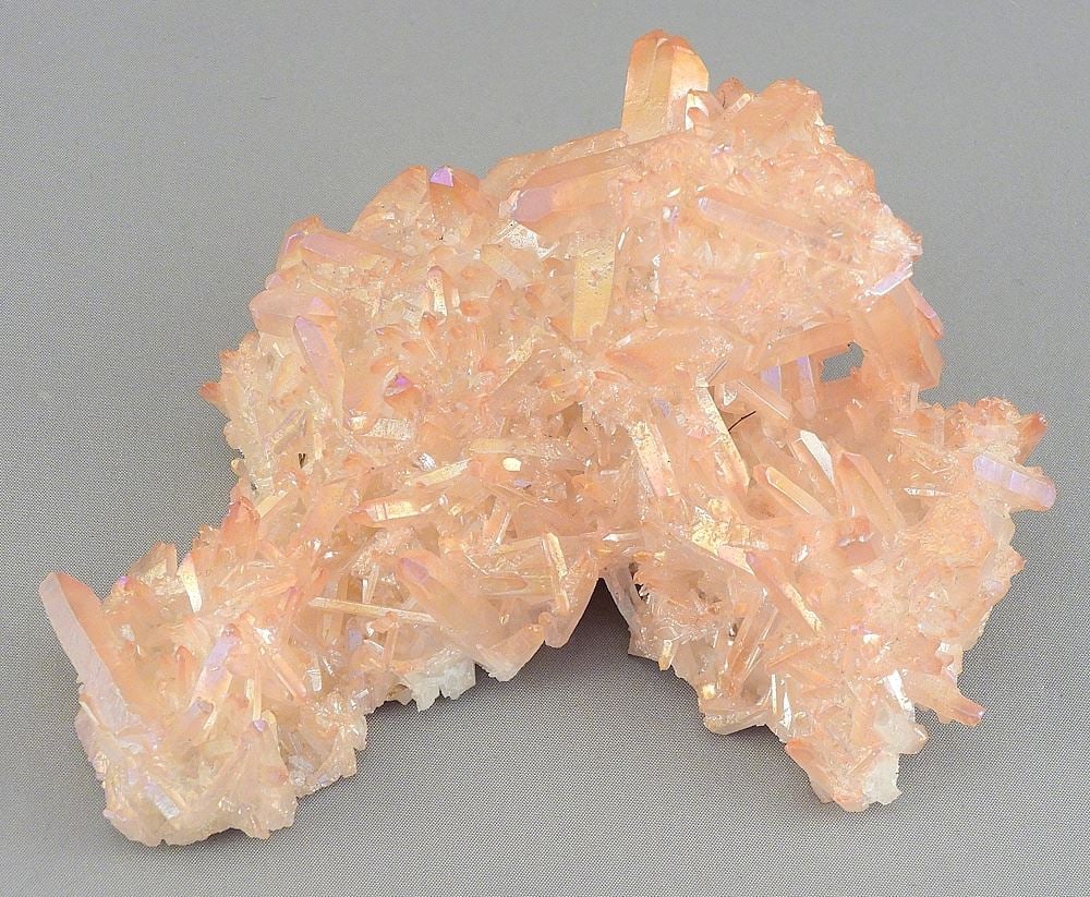 Orange & Rainbow Hue Quartz Crystal, 4 1/2"L, 272g.: Orange & Rainbow Hue Quartz Crystal, 4 1/2"L, 272g.