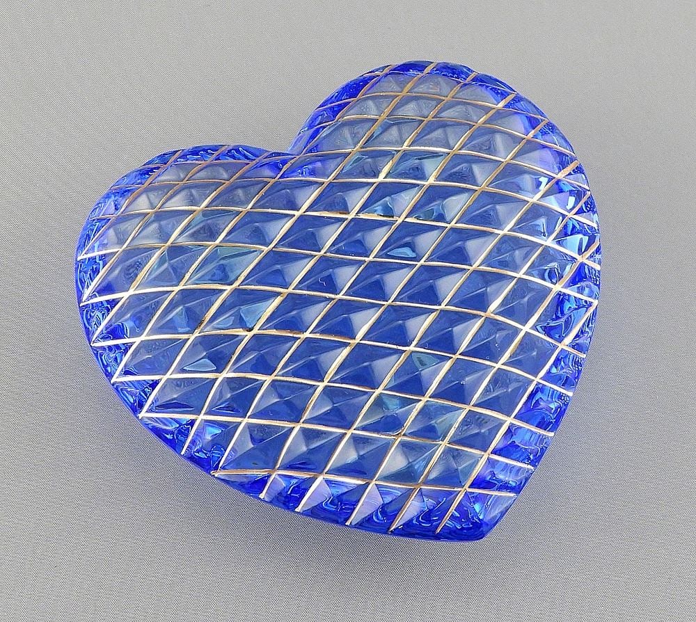 Hermes St. Louis Crystal Quilted Paperweight, 3 3/4"h (points nibbled).: Hermes St. Louis Crystal Quilted Paperweight, 3 3/4"h (points nibbled).
