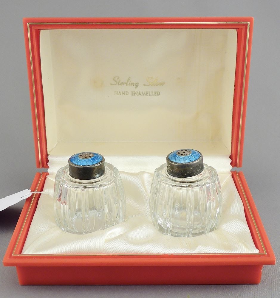 Meka Denmark Sterling Silver & Enamel Salt & Pepper Shakers. (1 of 4)