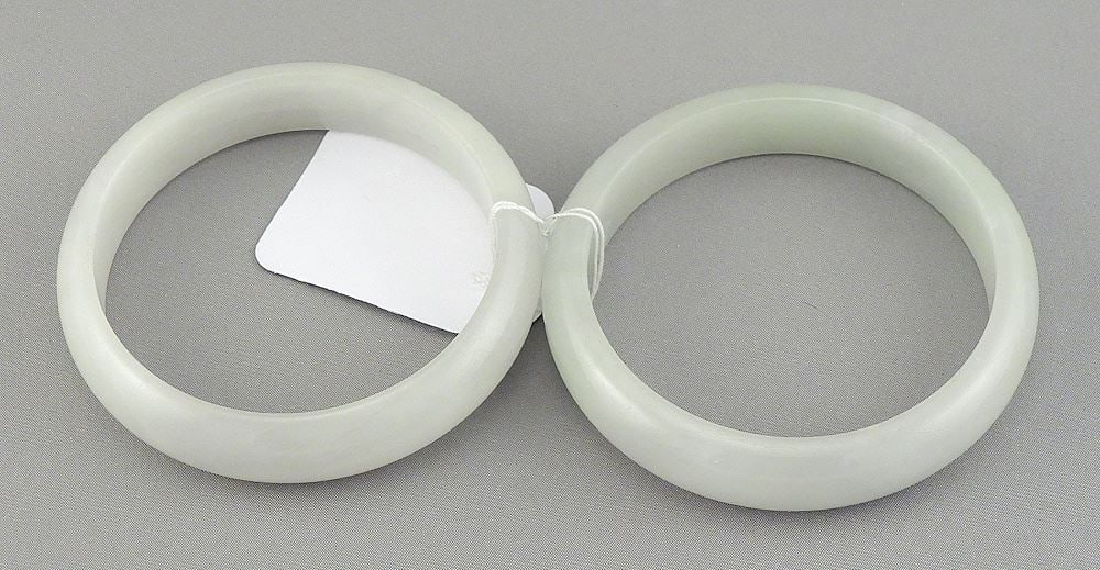 Two Hardstone Bangles, Pale Grey, 2 7/8" Diameter. (1 of 2)