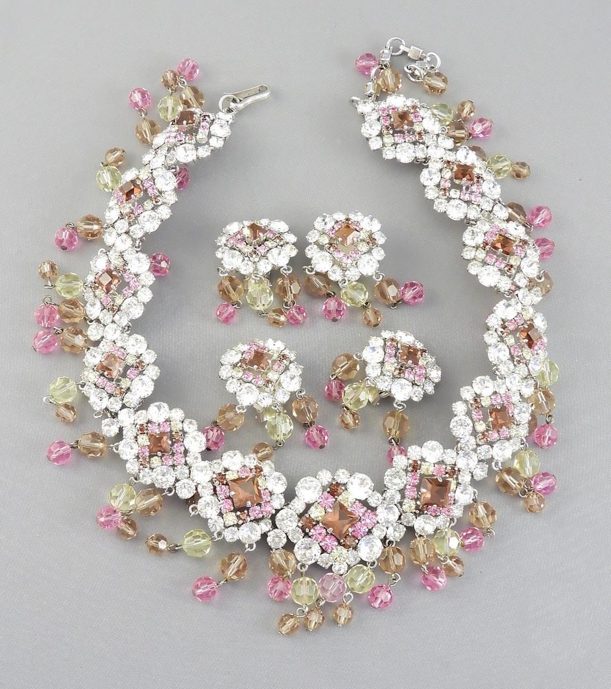 Christian Dior Necklace & Two Pair of Clip Earrings.: Christian Dior Necklace & Two Pair of Clip Earrings.