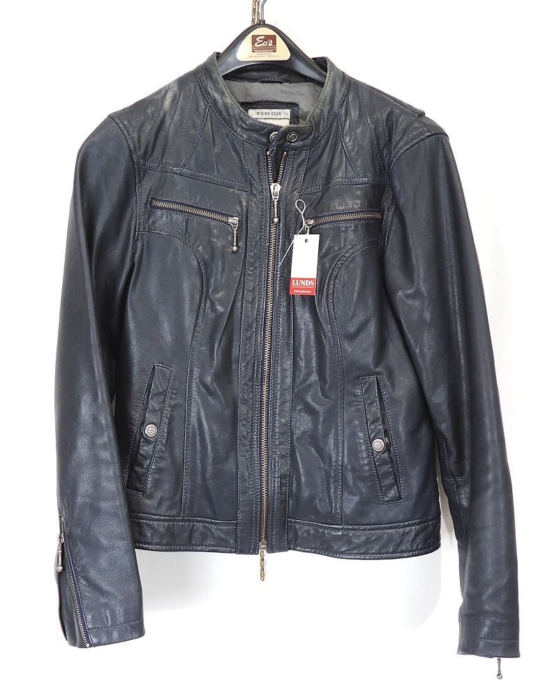 Harley Davidson Slate Blue Leather Motorcycle Jacket, Size S. (1 of 3)