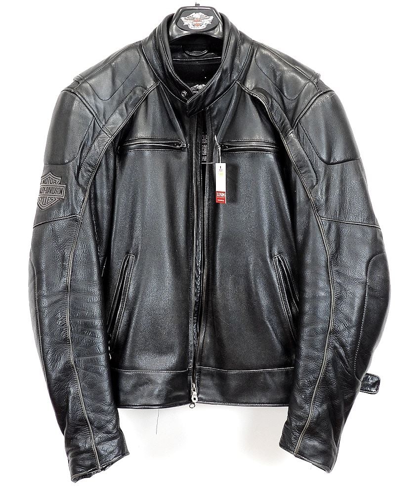 Gents Harley Davidson Embroidered Black Leather Jacket, Size L. (1 of 4)