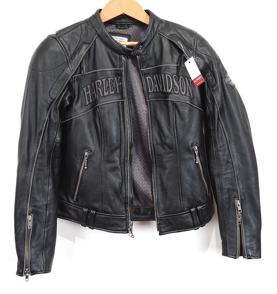 Ladies Harley Davidson Black Leather Jacket, Extra Small. (1 of 3)