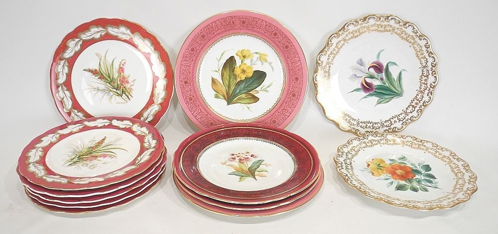 Collection of 19th C. Botanical China Plates. (1 of 3)