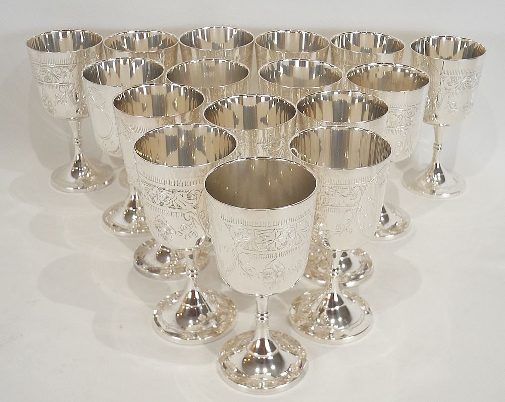 Sixteen Swedish Silver Plate Goblets , 5 1/2"h. (1 of 4)