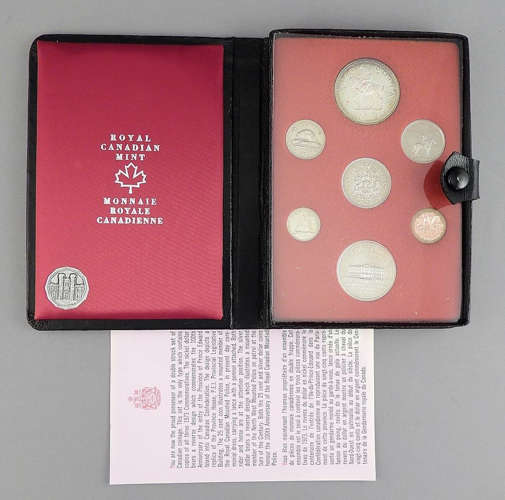 1973 Royal Canadian Mounted RCMP Silver Dollar Coin Set.: 1973 Royal Canadian Mounted RCMP Silver Dollar Coin Set.