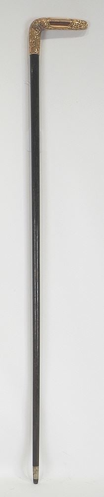 Gold Plated 35 1/4" Handled Cane Dated 1912. (1 of 3)