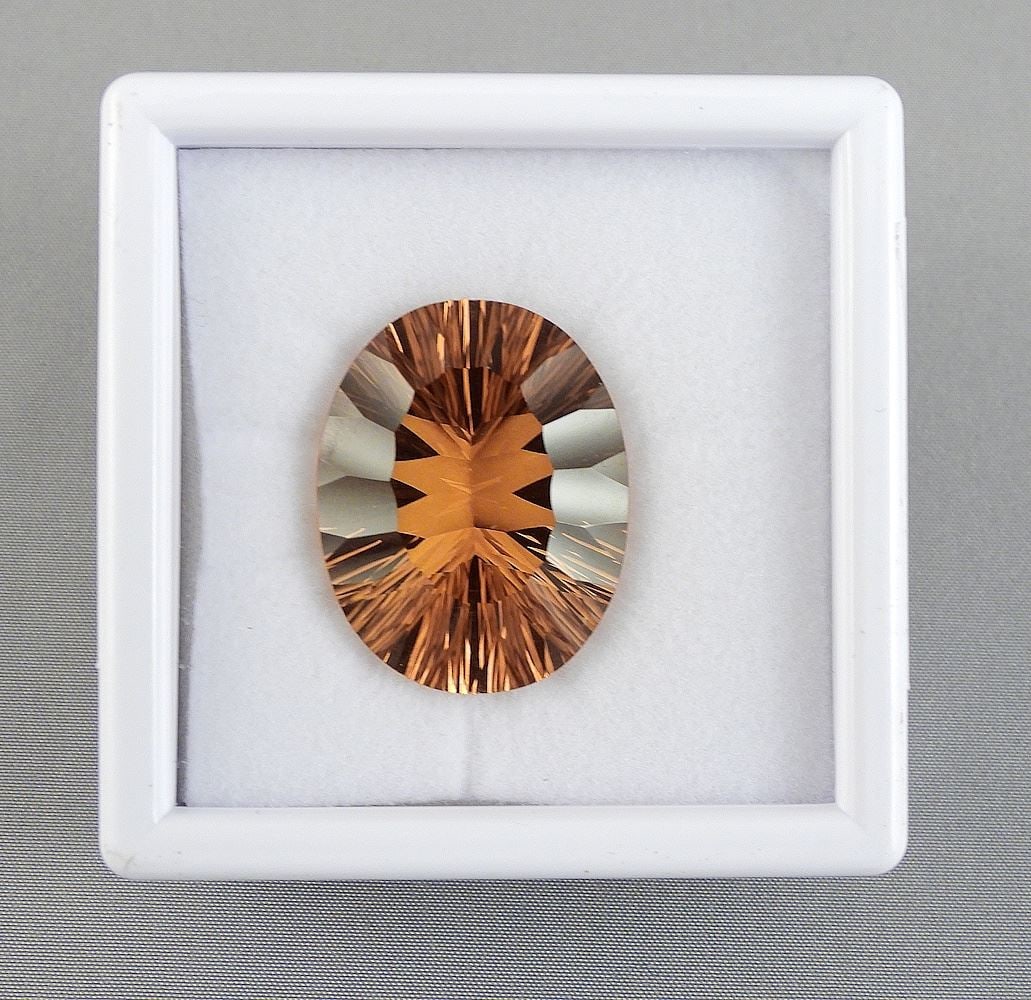 31.34ct Oval Modified Mixed Cut Citrine Quartz w/Appraisal 1026.: 31.34ct Oval Modified Mixed Cut Citrine Quartz w/Appraisal 1026.