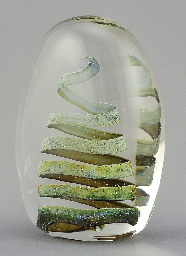 Blown Glass Paperweight signed (David) New-Small '89, 4 7/8"h.: Blown Glass Paperweight signed (David) New-Small '89, 4 7/8"h.