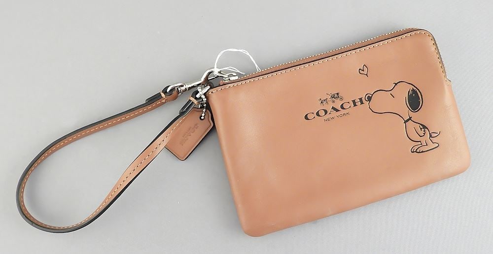 Coach X Peanuts Corner Zip Wristlet w/Papers, 6 3/8"L. (1 of 2)