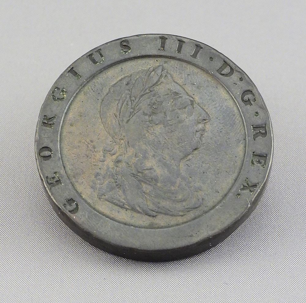 Great Britain 1797 Two Pence "Cartwheel" Coin, 55.5g.: Great Britain 1797 Two Pence "Cartwheel" Coin, 55.5g.