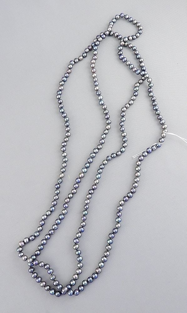Strand of Iridescent 4mm Freshwater Pearls, 60"L. -: Strand of Iridescent 4mm Freshwater Pearls, 60"L. -