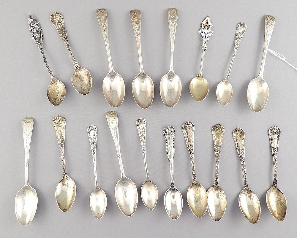 Collection of Hallmarked & Sterling Silver Teaspoons, 220g. (1 of 4)