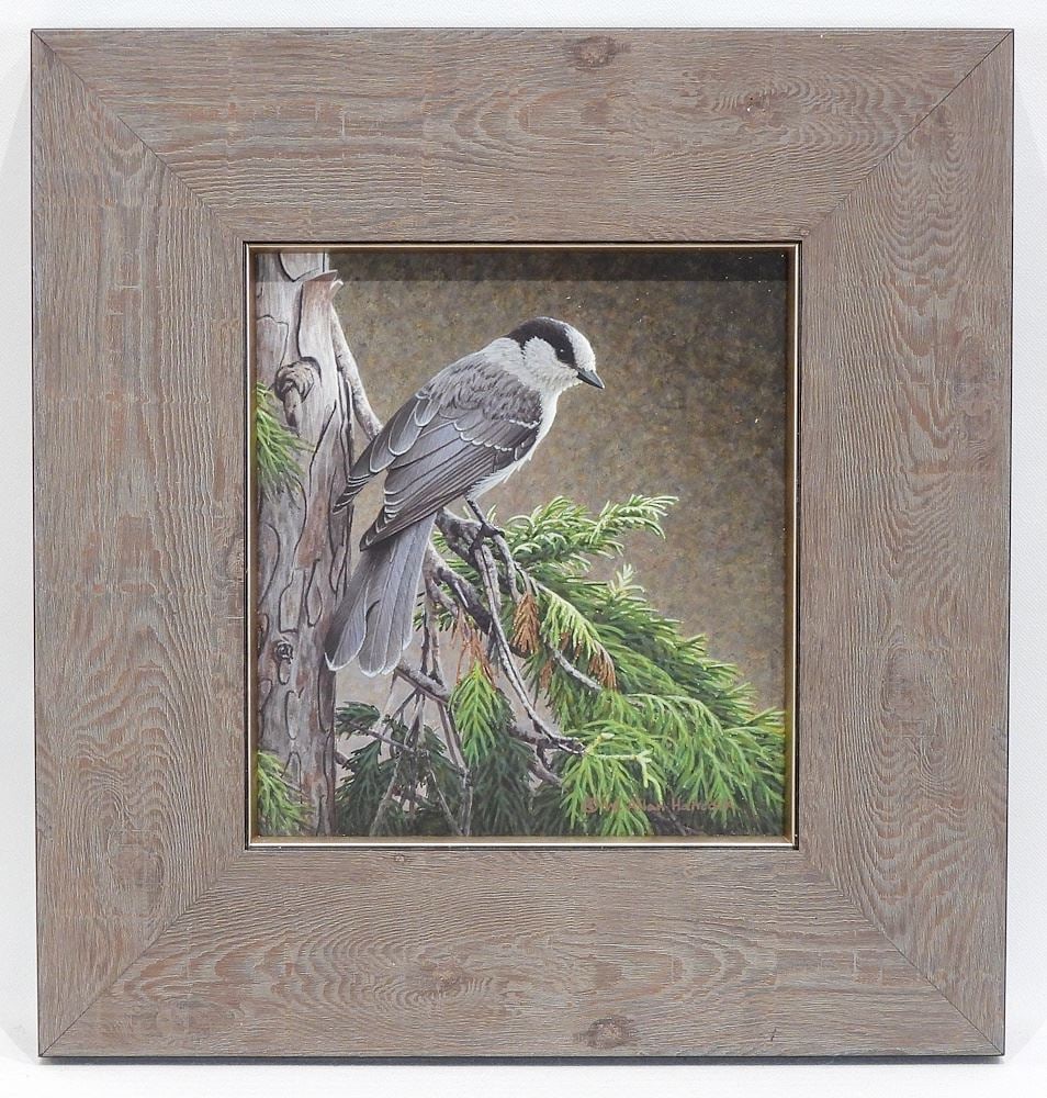 Acrylic on Board signed W. Allan Hancock, 7 5/8 x 7", "Whiskey Jack Gray Jay". (1 of 5)