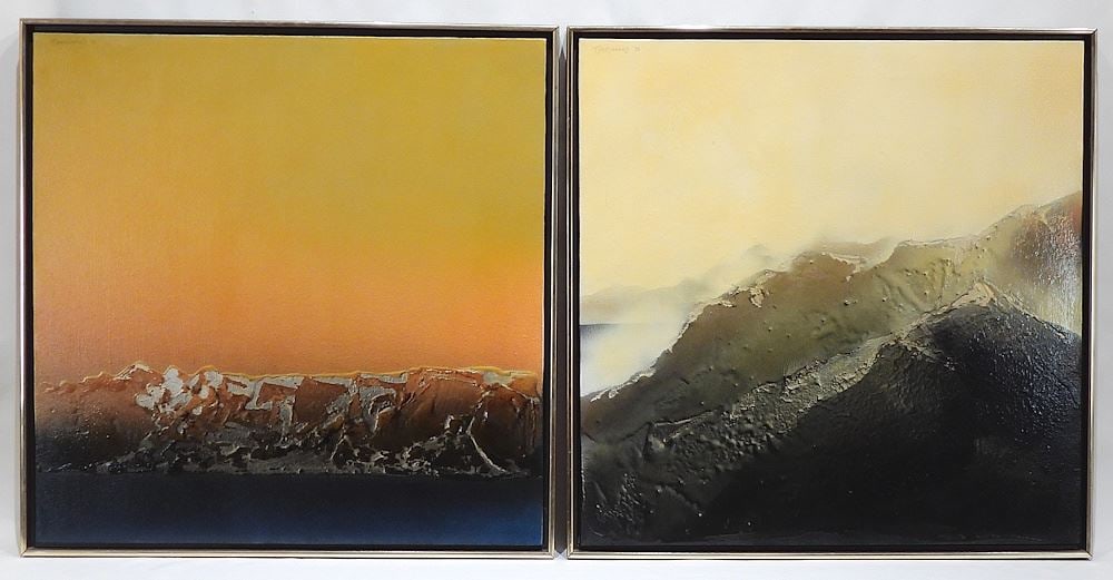 Two Oil on Canvas signed Tymoshenko (Frederick) Verso, 24 x 24", "Yellow Brim" & "Early Morning".: Two Oil on Canvas signed Tymoshenko (Frederick) Verso, 24 x 24", "Yellow Brim" & "Early Morning".