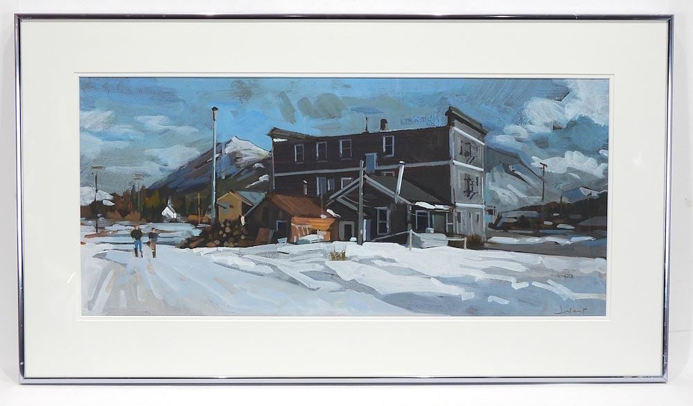 Gouache on Paper signed J. (Jim) Vest, 11 3/4 x 26", "Carcross Scene 86-14". (1 of 5)