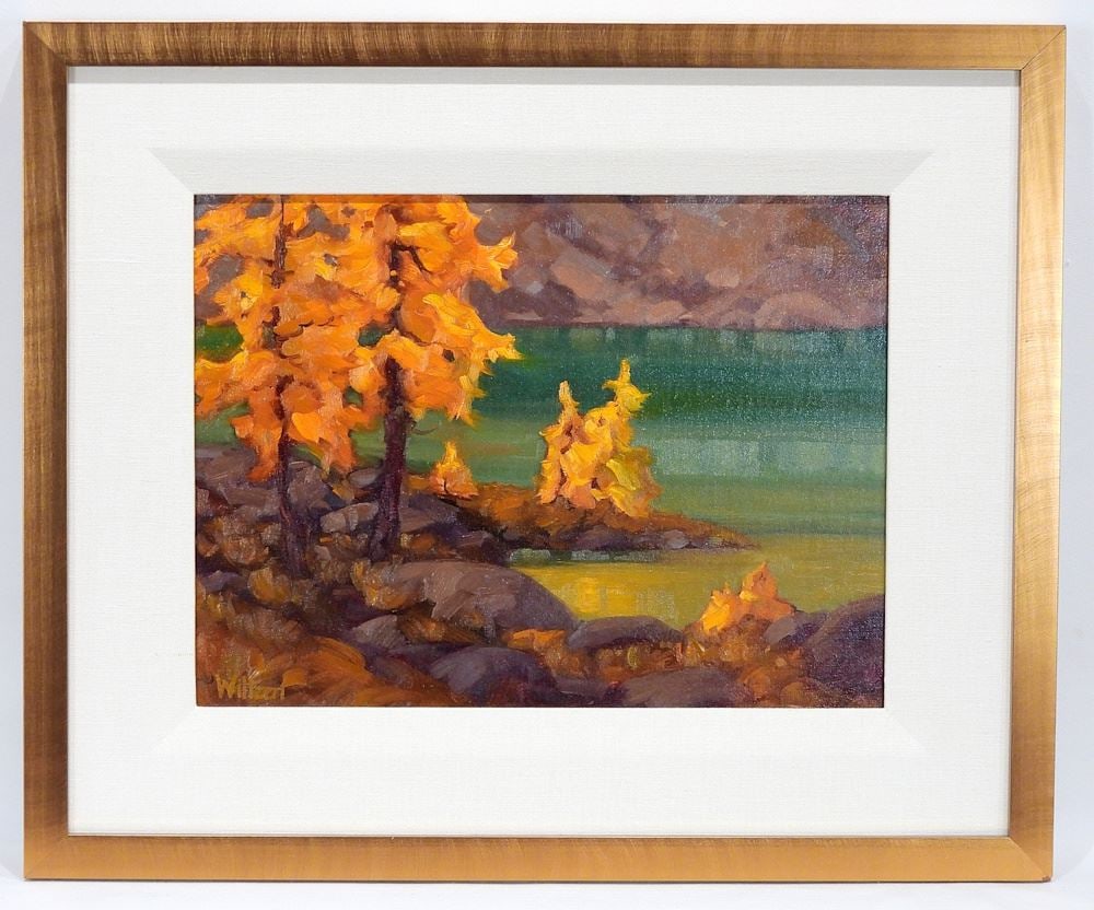 Oil on Linen signed (Elizabeth M.) Wiltzen, 12 x 16", "Pocket Lake".: Oil on Linen signed (Elizabeth M.) Wiltzen, 12 x 16", "Pocket Lake".