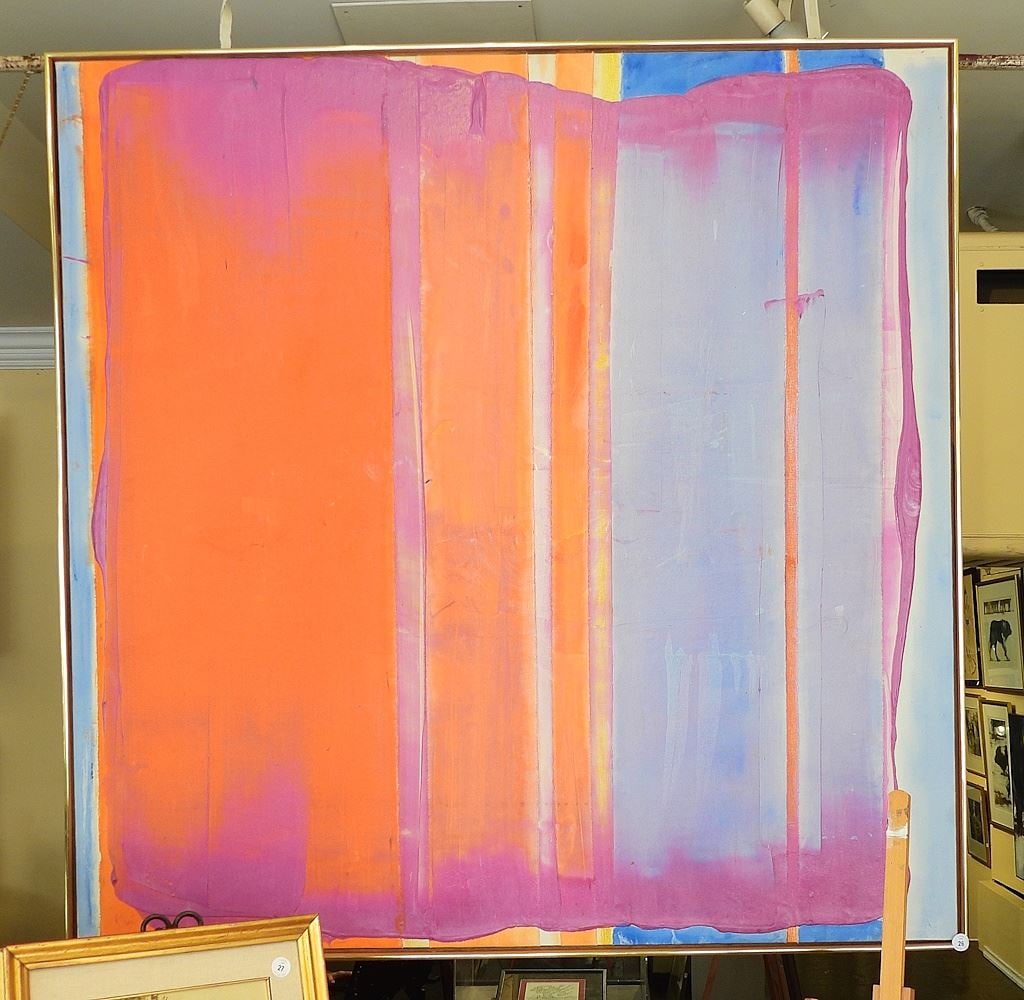 Acrylic on Canvas signed Scott Plear 1990, 58 x 58", "Tangerine Fandango" (1 of 6)