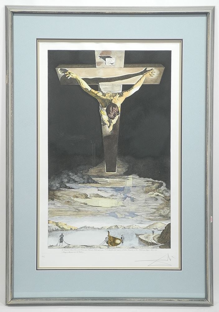 Coloured Etching signed (Salvador) Dali, 28 1/8 x 17 5/8", "Christ of St. John of the Cross"w/CO: Coloured Etching signed (Salvador) Dali, 28 1/8 x 17 5/8", "Christ of St. John of the Cross"w/CO