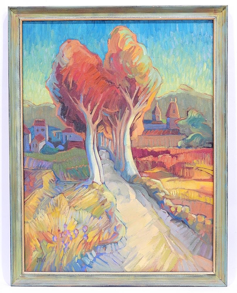 Oil on Canvas signed (Philip) Mix, 26 x 20", "Autumn Avenue France".: Oil on Canvas signed (Philip) Mix, 26 x 20", "Autumn Avenue France".