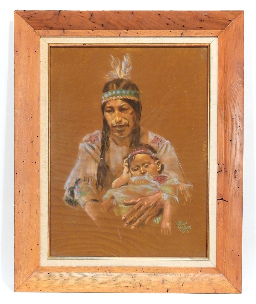 Pastel on Paper signed Harley Brown' 63, 23 1/2 x 17 1/2", "Mother & Child". (1 of 5)