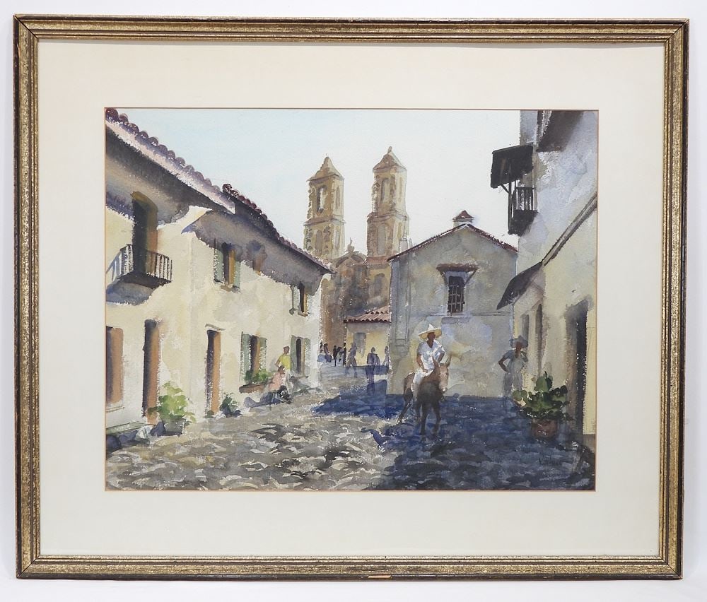 Watercolour signed (Alexander) Kortner, 21 x 27", "Street Scene in Mexico". (1 of 4)