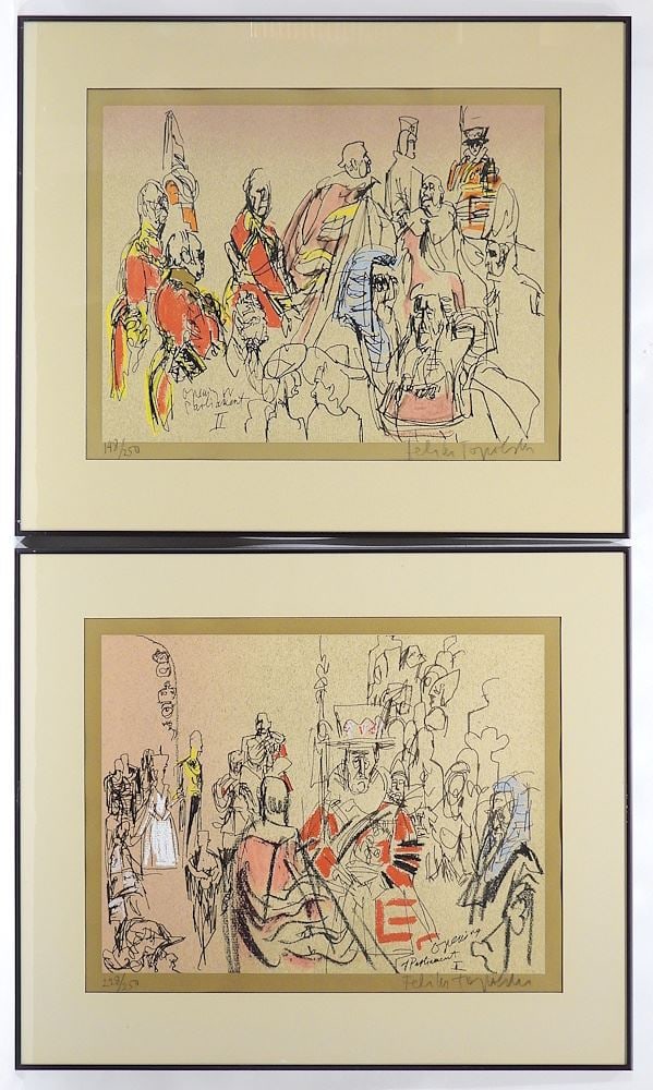 Two Lithographs signed Felix Topolski, 16 5/8 x 21 1/4", "Opening of Parliament" #148 & 228/ (1 of 7)