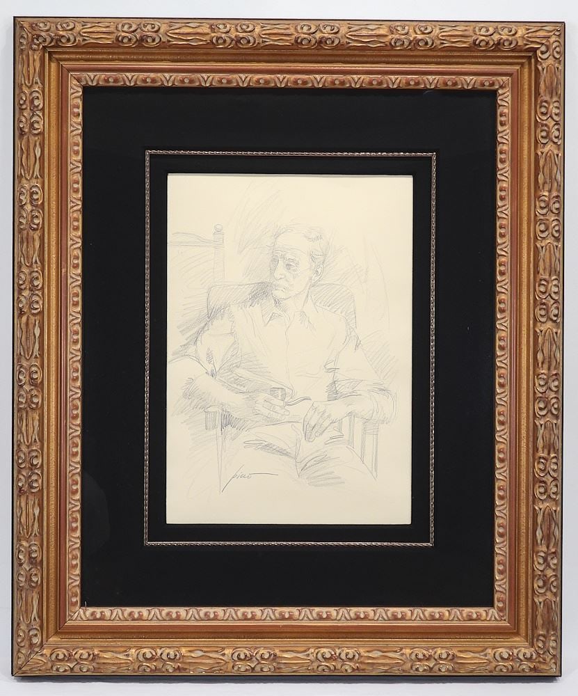 Drawing signed Pino (Daeni), 20 x 14", "Gent With Pipe". (1 of 5)