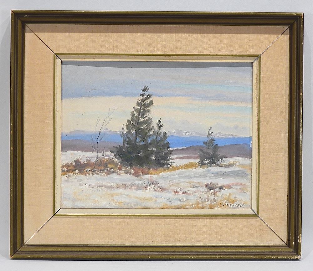 Oil on Board signed J.D. Turner, 10 1/2 x 13 1/2", "Winter Landscape" (1 of 6)