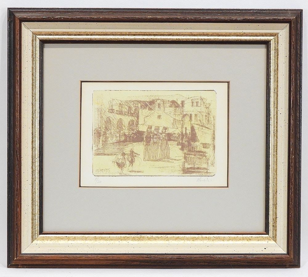 Colour Print signed H. (Herbert) Siebner, 6 x 8 1/4", "Mikonos" #11/ 20. (1 of 5)