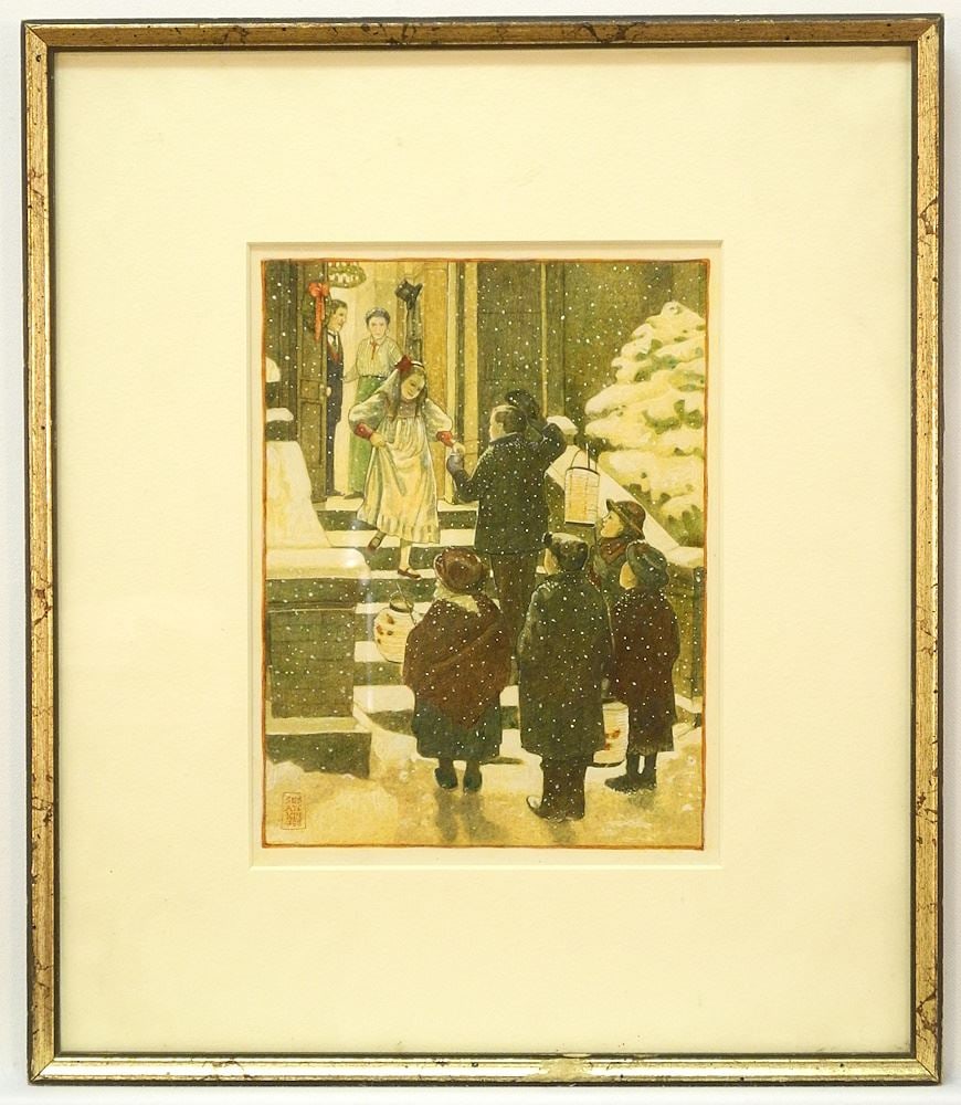 Mixed Media on Paper signed Susan King'88, 8 3/4" x 6 1/2", "Angels from the Realm of Glory".: Mixed Media on Paper signed Susan King'88, 8 3/4" x 6 1/2", "Angels from the Realm of Glory".