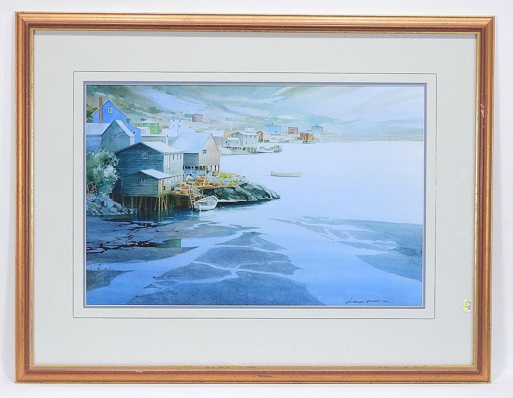 2 Watercolours Signed Andres Bohaker, Larger 18 1/4" x 25 1/4", "Coastal Scenes". (1 of 9)