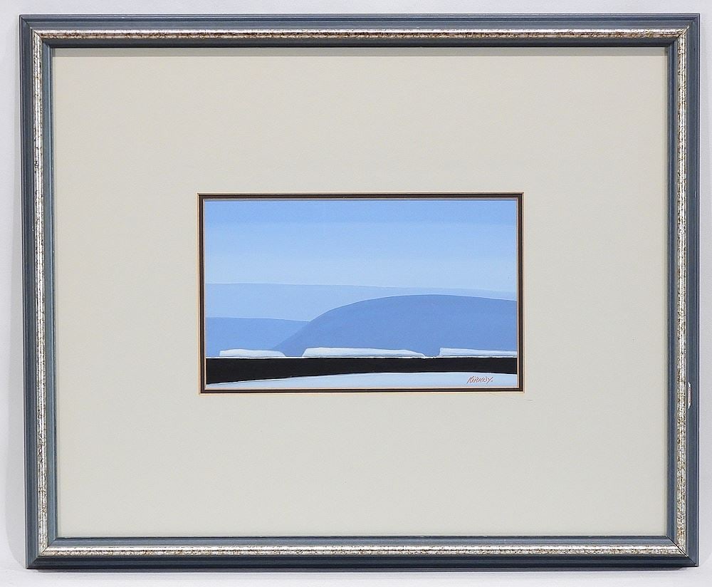 Acrylic on Board signed (Ken M.) Kirkby, 6 x 9 7/8", "Arctic Scene w/Ice Bergs". (1 of 4)