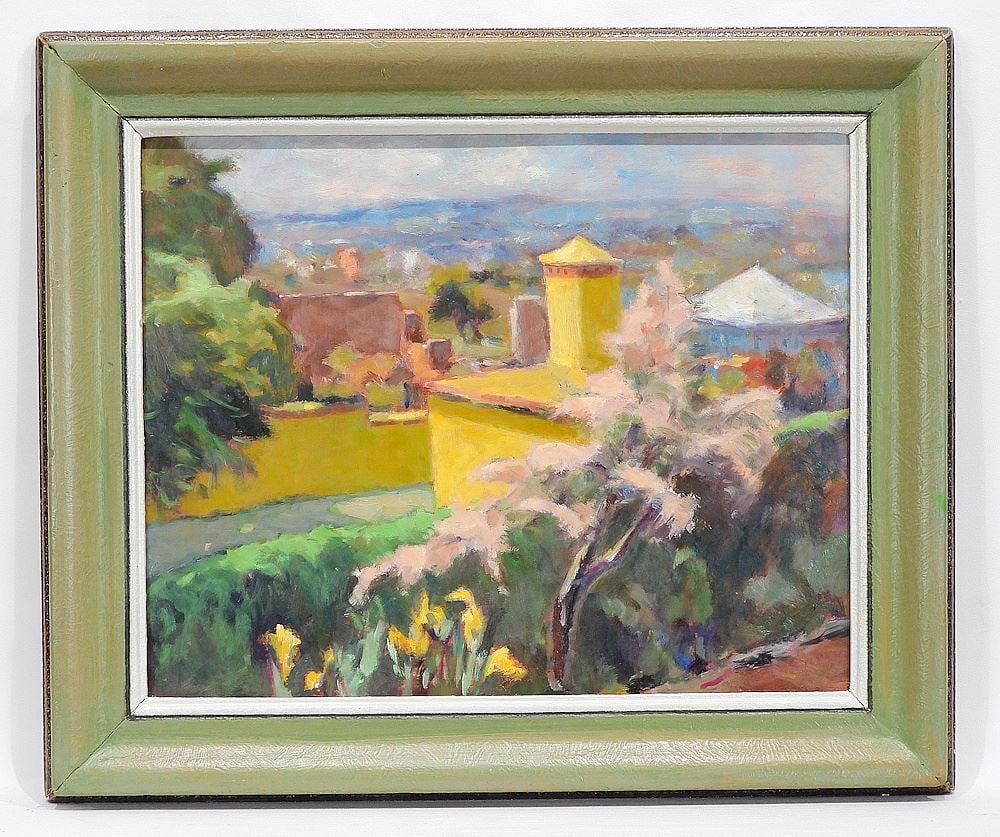 Oil on Board signed (Helmut) Gransow , 16 x 20", "Balcones View, S.M. Allende".: Oil on Board signed (Helmut) Gransow , 16 x 20", "Balcones View, S.M. Allende".