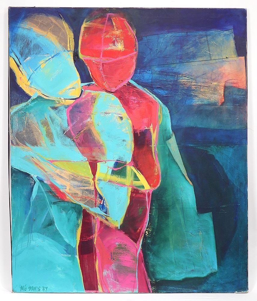 Mixed Media on Canvas signed M. (Marlene) G. Davis '87, 48 x 40", "The Flight of us All". (1 of 8)